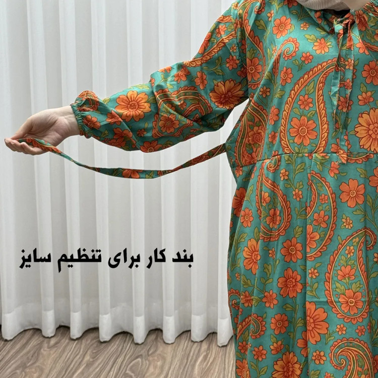 پیراهن فلور بوگاتی فری سایز تا 48 زنانه تنخور شیک و راحت چهارفصل بدون بدن نما
