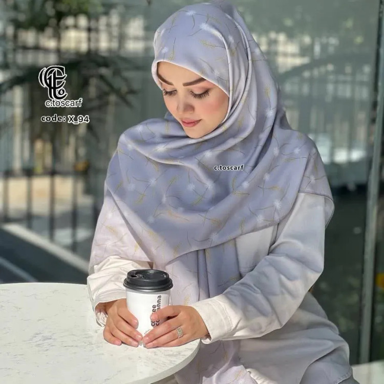 روسری نخ کاستوم قواره 140 طرح تارا دور چرخ دوز مزونی
