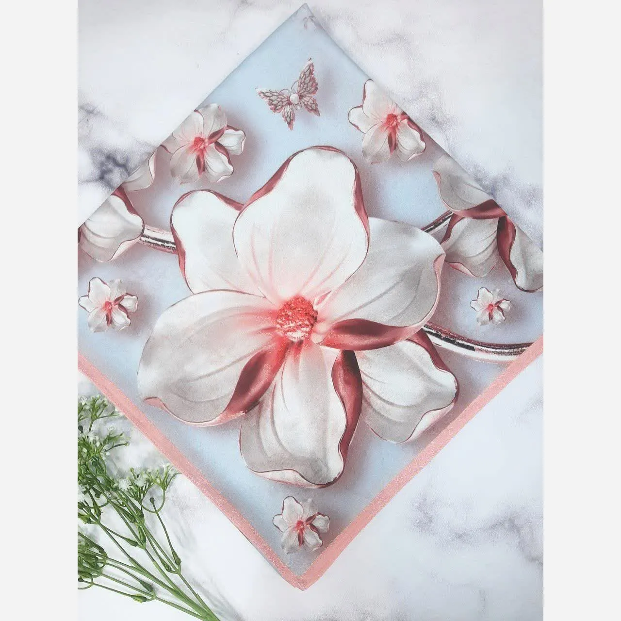 روسری مجلسی نخ کاستوم طرح آرام ابعاد 140 در 140
