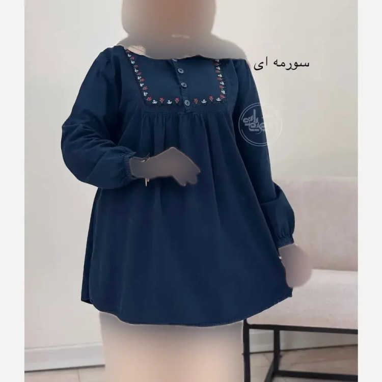 مانتو عروسکی گلدوزی شده الیاف لینن آنزیم شور فری سایز