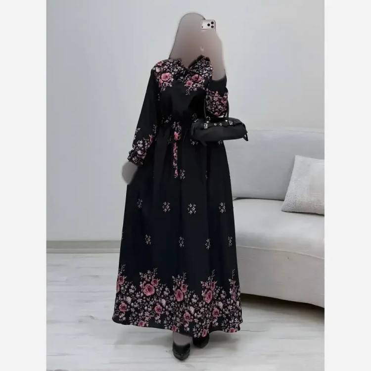 پیراهن ساحلی رز کرپ بوگاتی درجه یک رنگ صورتی فری سایز