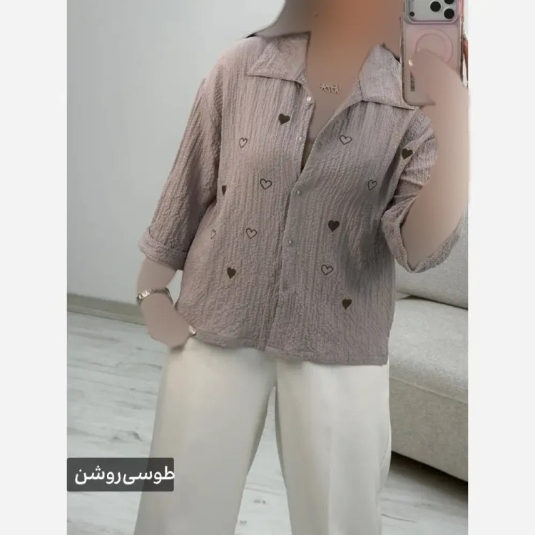 شومیز جاذبه قلبی جنس ینزی پفکی فری سایز