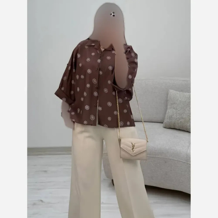 شومیز عروسکی بابونه جنس پری شیشه ای درجه یک فری سایز