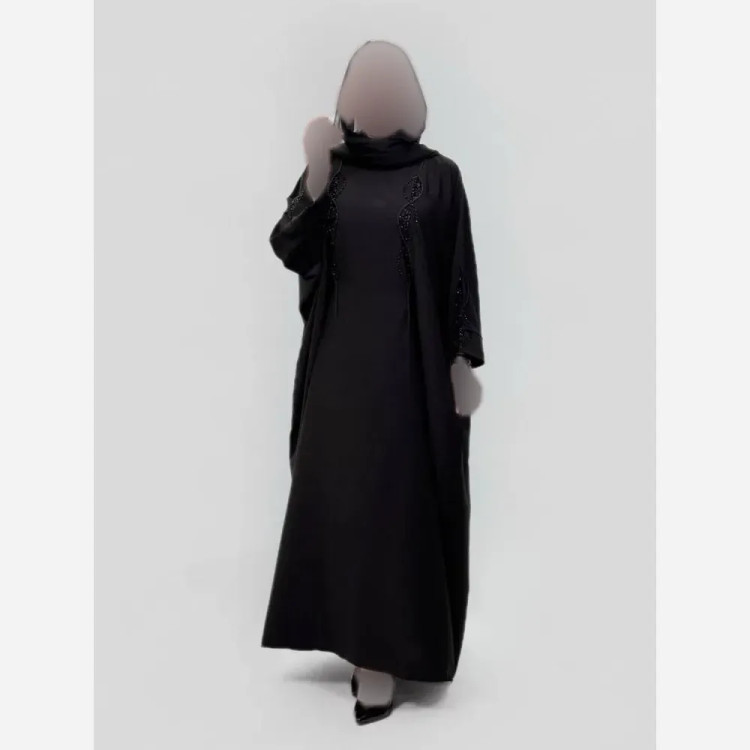 عبا زنانه مجلسی مشکی جنس الیزه اعلا دستدوز سایز فری سایز 40 تا 60 قد 140