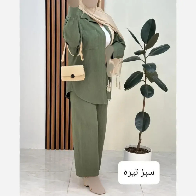 ست شومیز و شلوار زنانه مدل ستاره جنس سوپر آیوا رنگ آسمانی فری سایز