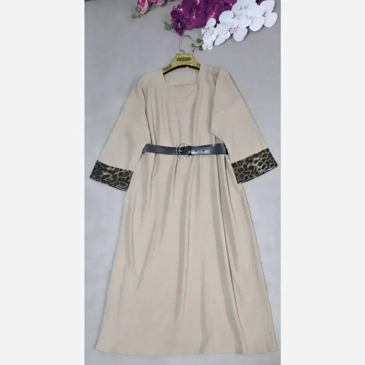 کفتان شکوفه زنانه جنس ینزی درجه یک فری سایز کمربنددار