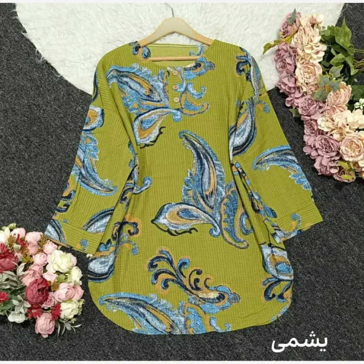 شومیز مانتویی لینزی پنبه خنک دکمه چوبی فری سایز