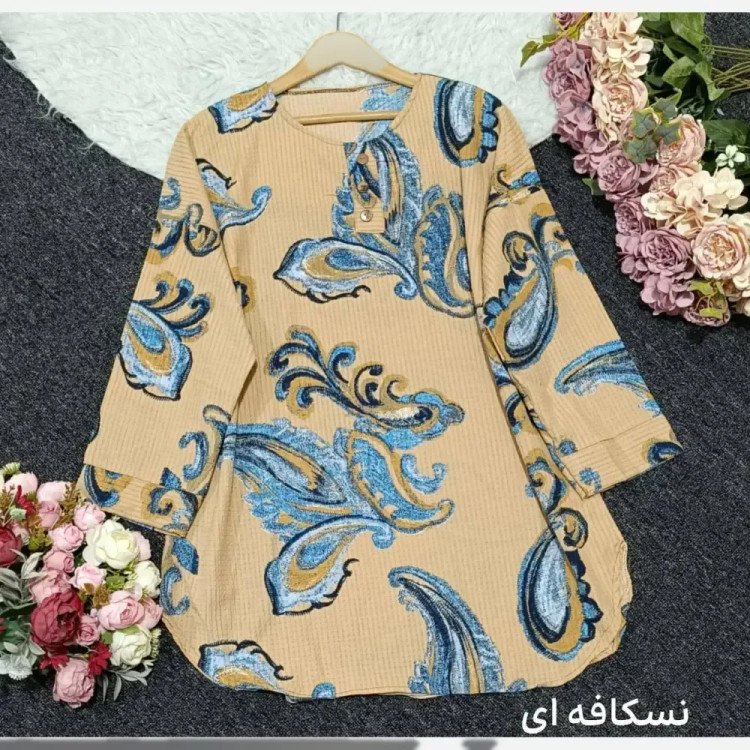 شومیز مانتویی لینزی پنبه خنک دکمه چوبی فری سایز