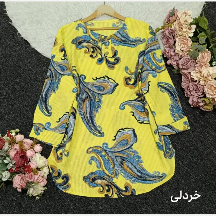 شومیز مانتویی لینزی پنبه خنک دکمه چوبی فری سایز