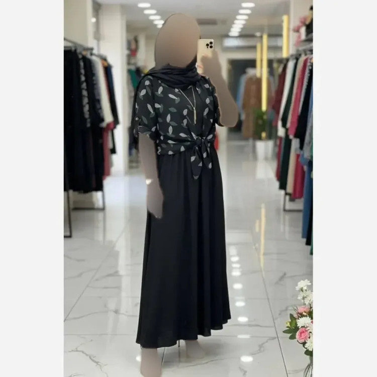 ست شومیز گره ای و سارافون شایلی جنس شانتون فری سایز