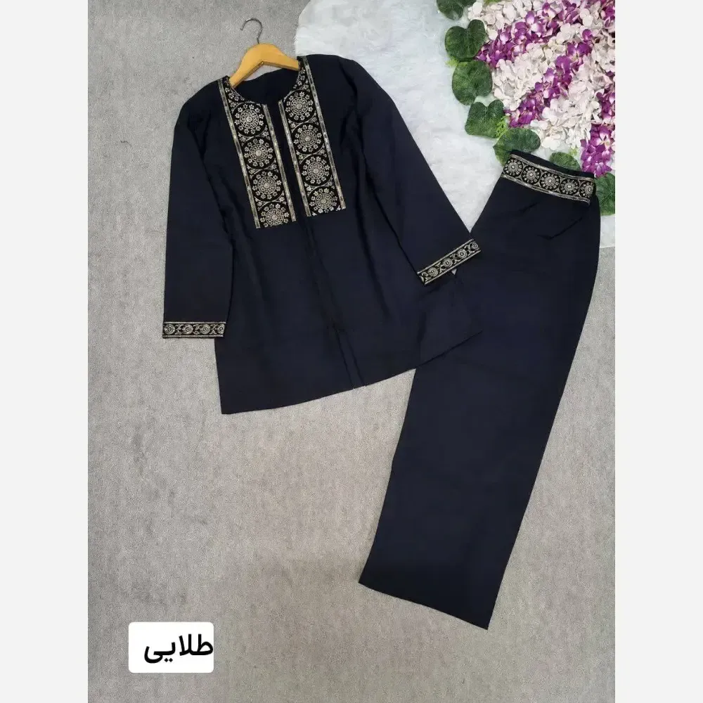 ست کت شلوار زنانه بهناز جنس پرشین مکانیک فری سایز
