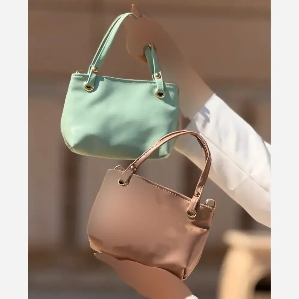 کیف مینی بگ چرم صنعتی مدل مینیمال سبز رنگ