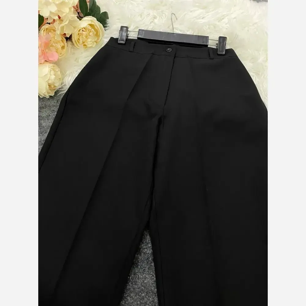 شلوار راسته چاکدار اداری مازراتی درجه یک مشکی قد 90 سایز 38 تا 46