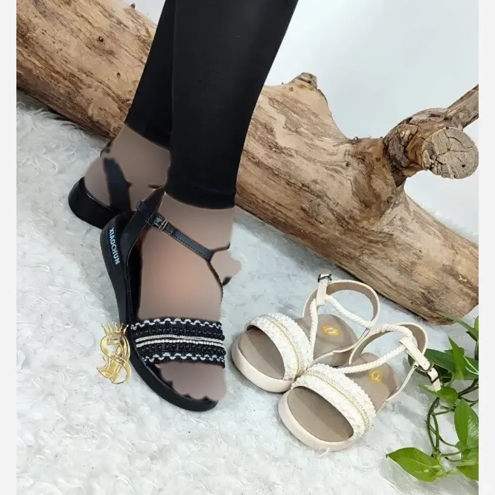 صندل طبی زنانه مدل هپی مروارید رویه چرم صنعتی زیره PU