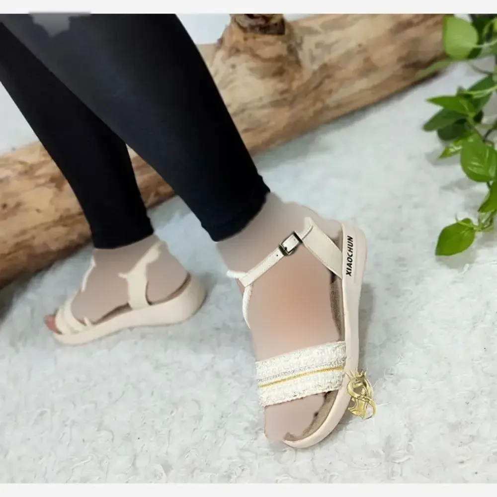 صندل طبی زنانه مدل هپی مروارید رویه چرم صنعتی زیره PU