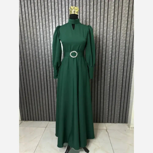 پیراهن زنانه مدل ویکتوریا جنس مازاراتی قد 155 با کمربند نگین دار سایز بزرگ