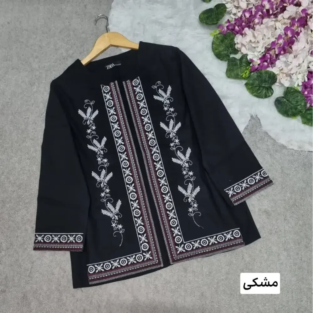 کت مانتویی لنین گلدوزی شده نازنین فری سایز