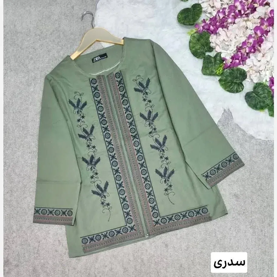 کت مانتویی لنین گلدوزی شده نازنین فری سایز