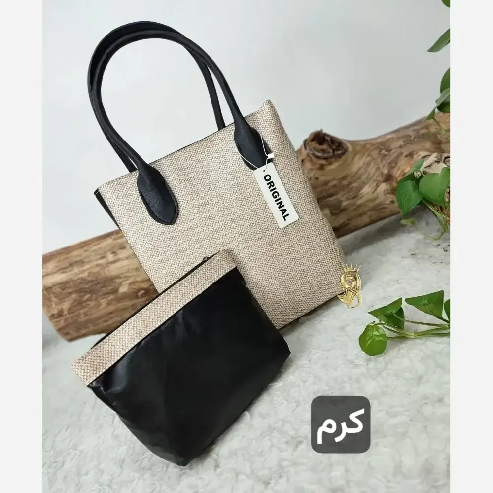 کیف دو قلو چرم صنعتی مدل الناز ابعاد 35 در 31