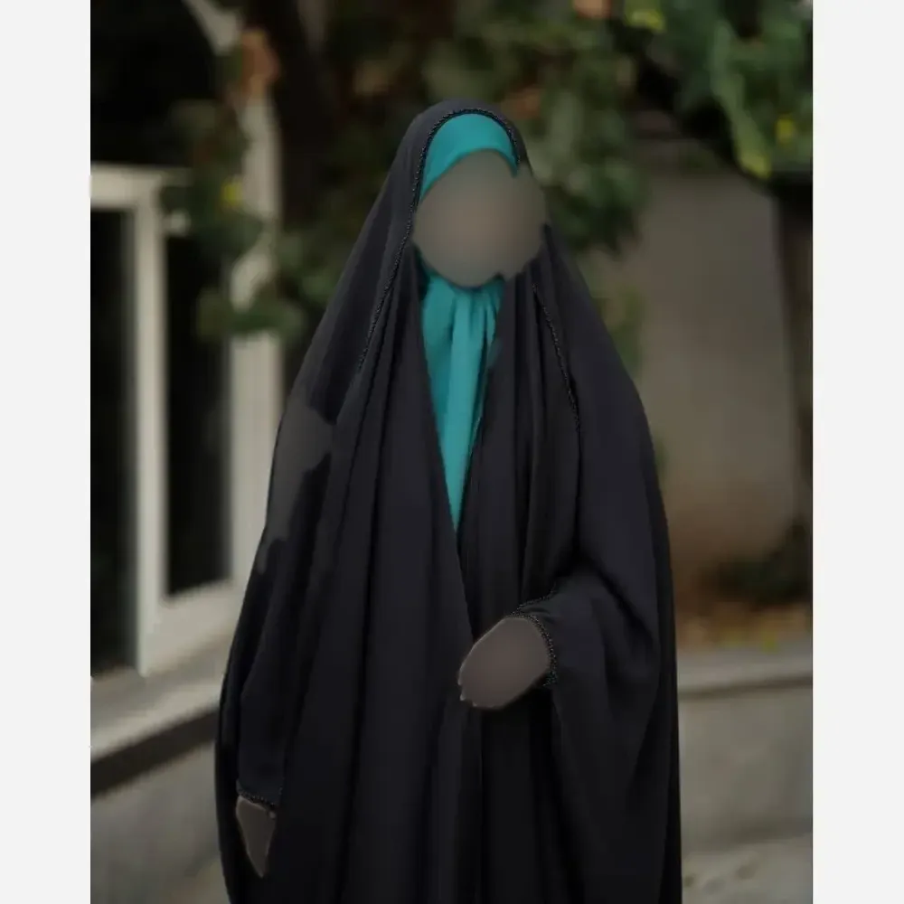 چادر جده مرواریدی مشکی جنس کن کن ندا مروارید