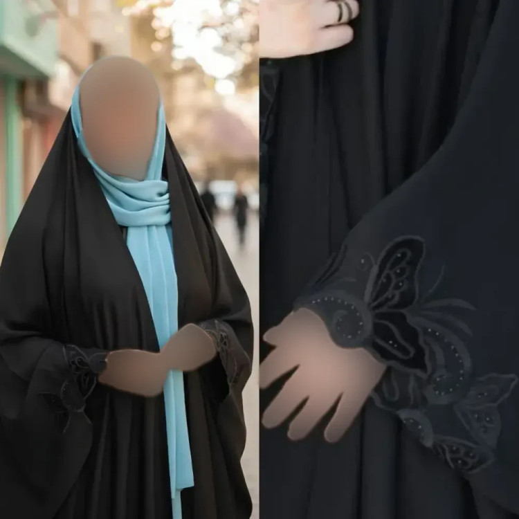چادر جده گلدوزی مشکی جنس کن کن ندا مروارید سایز 150 تا 170