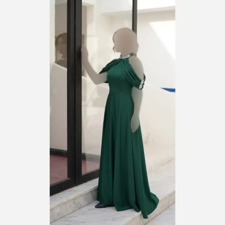 لباس مجلسی زنانه جنس مازاراتی اعلا قد 160 سنگدوزی شده