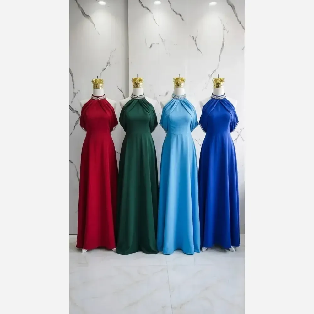 لباس مجلسی زنانه جنس مازاراتی اعلا قد 160 سنگدوزی شده