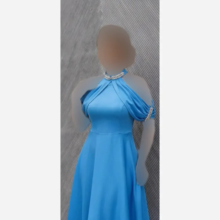 لباس مجلسی زنانه جنس مازاراتی اعلا قد 160 سنگدوزی شده