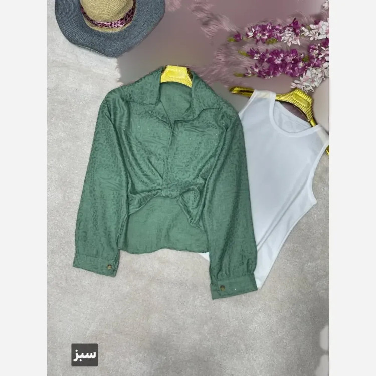 ست دوتیکه گره ای دلا جنس صوفیا نگین دار فری سایز