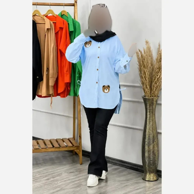 شومیز استیکر خرس داکرون درجه یک فری سایز