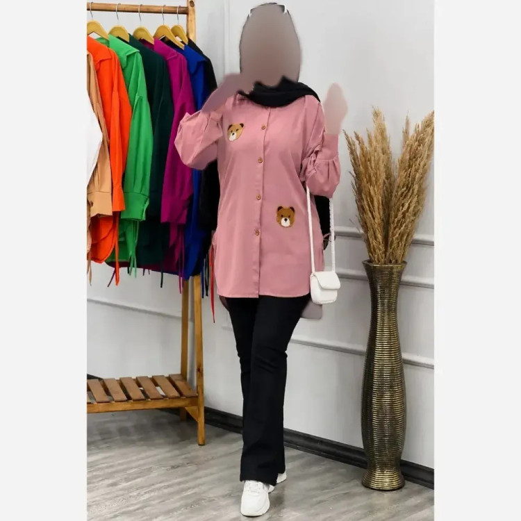 شومیز استیکر خرس داکرون درجه یک فری سایز