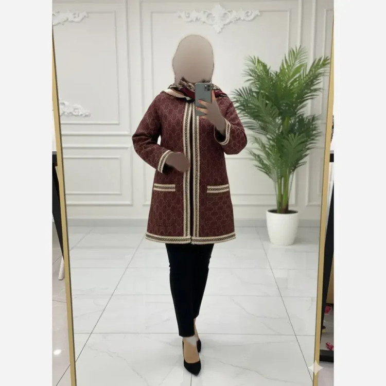 کت پاییزه زنانه جنس ژاکارد قد 80 سانت سایزبندی تا 46