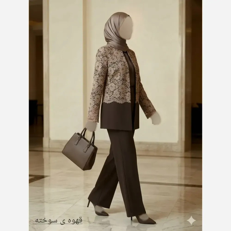 کت و شلوار زنانه مدل فروغ جنس هرمس سایز بزرگ سایز 38 تا 56