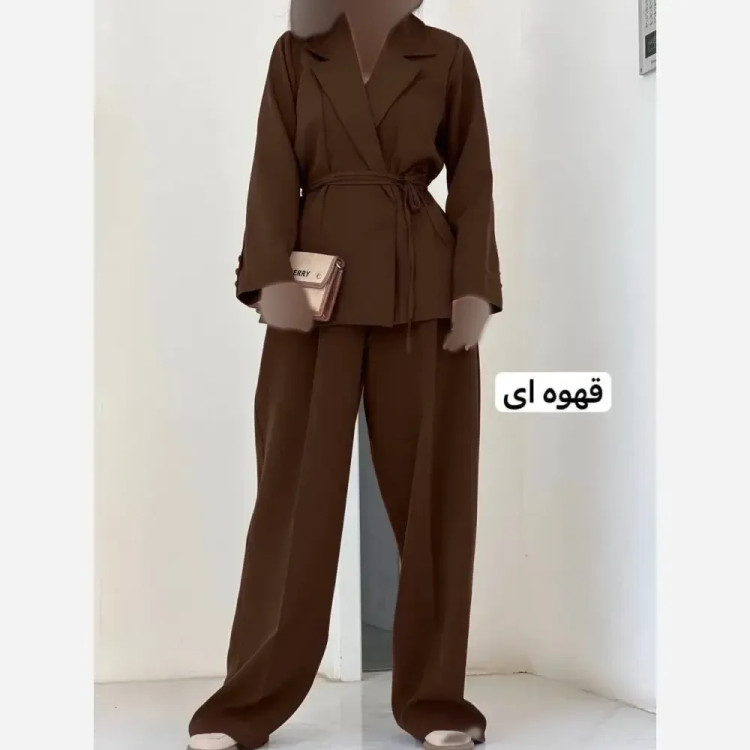 ست کت و شلوار زنانه کتان کشی اعلا فری سایز 38 تا 46 سروا
