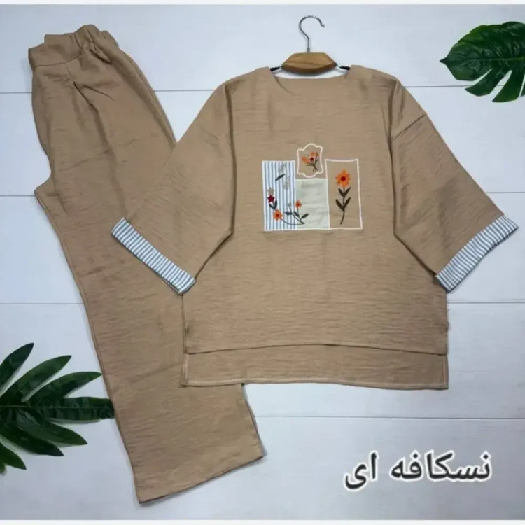 ست تونیک و شلوار شانتون زنانه مدل میشکا سایز 38 تا 46 رنگبندی متنوع