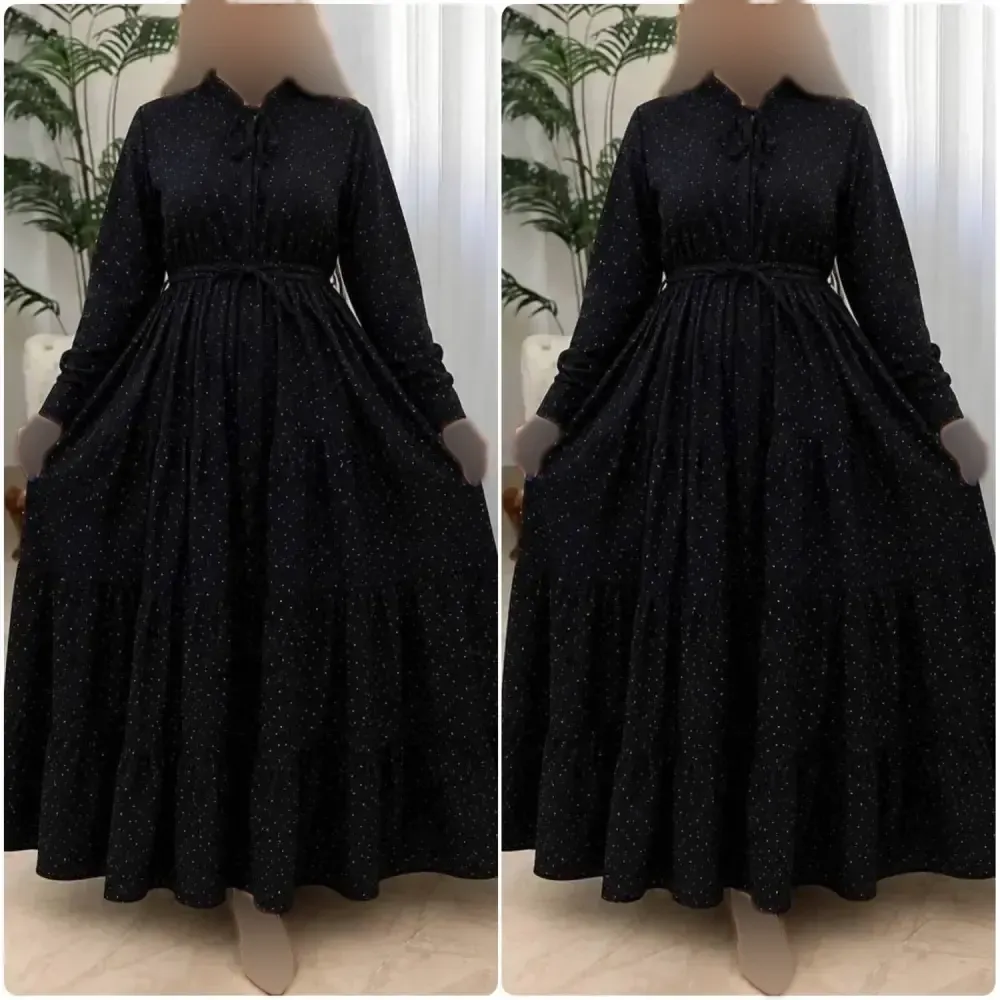 پیراهن زنانه مجلسی مشکی جنس بوگاتی درجه یک فری سایز 38 تا 46