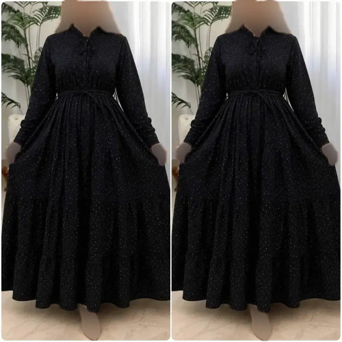 پیراهن زنانه مجلسی مشکی جنس بوگاتی درجه یک فری سایز 38 تا 46