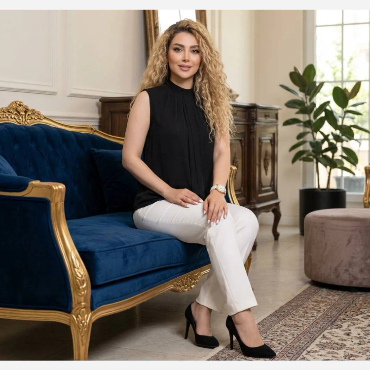شومیز زیرکتی زنانه مشکی جنس کرپ الیزه پشت زیپدار سایز بزرگ