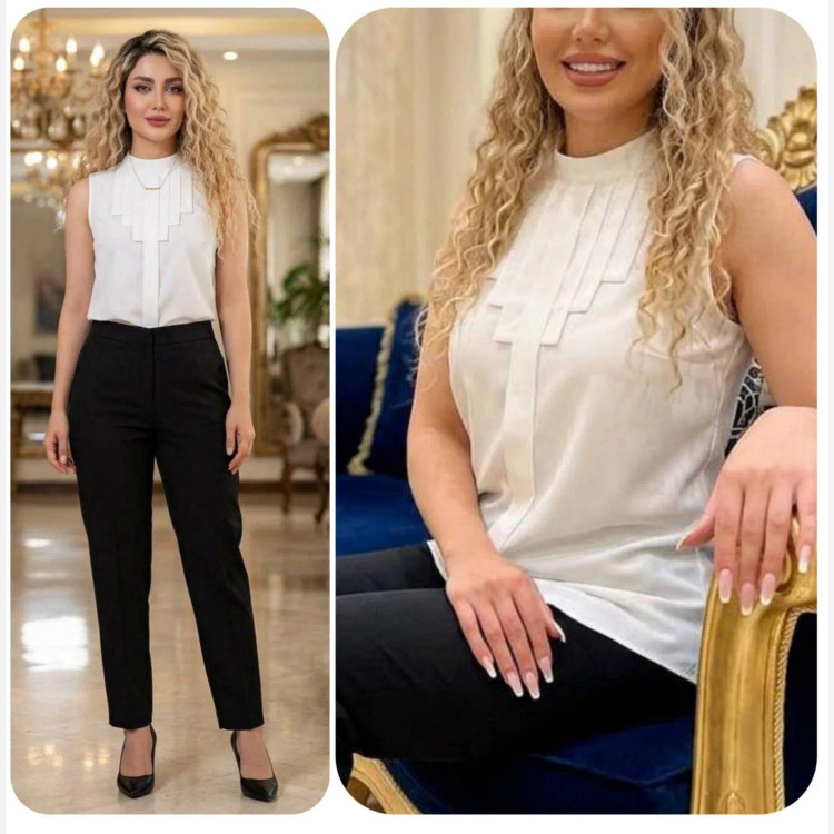 شومیز زیرکتی سفید حریر الیزه زنانه