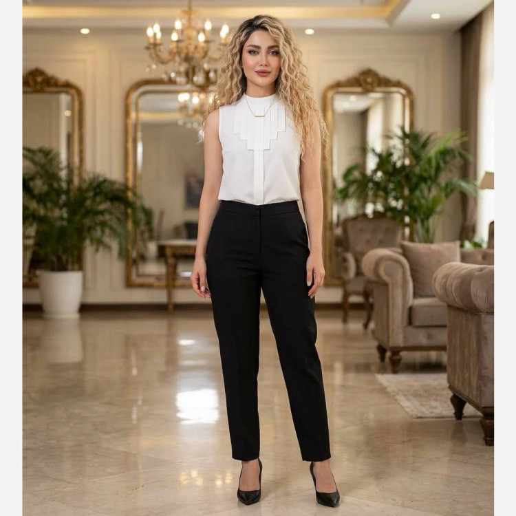 شومیز زیرکتی سفید حریر الیزه زنانه