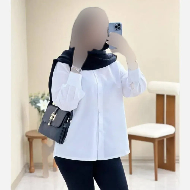 شومیز تک سفید داکرون پنبه فری سایز