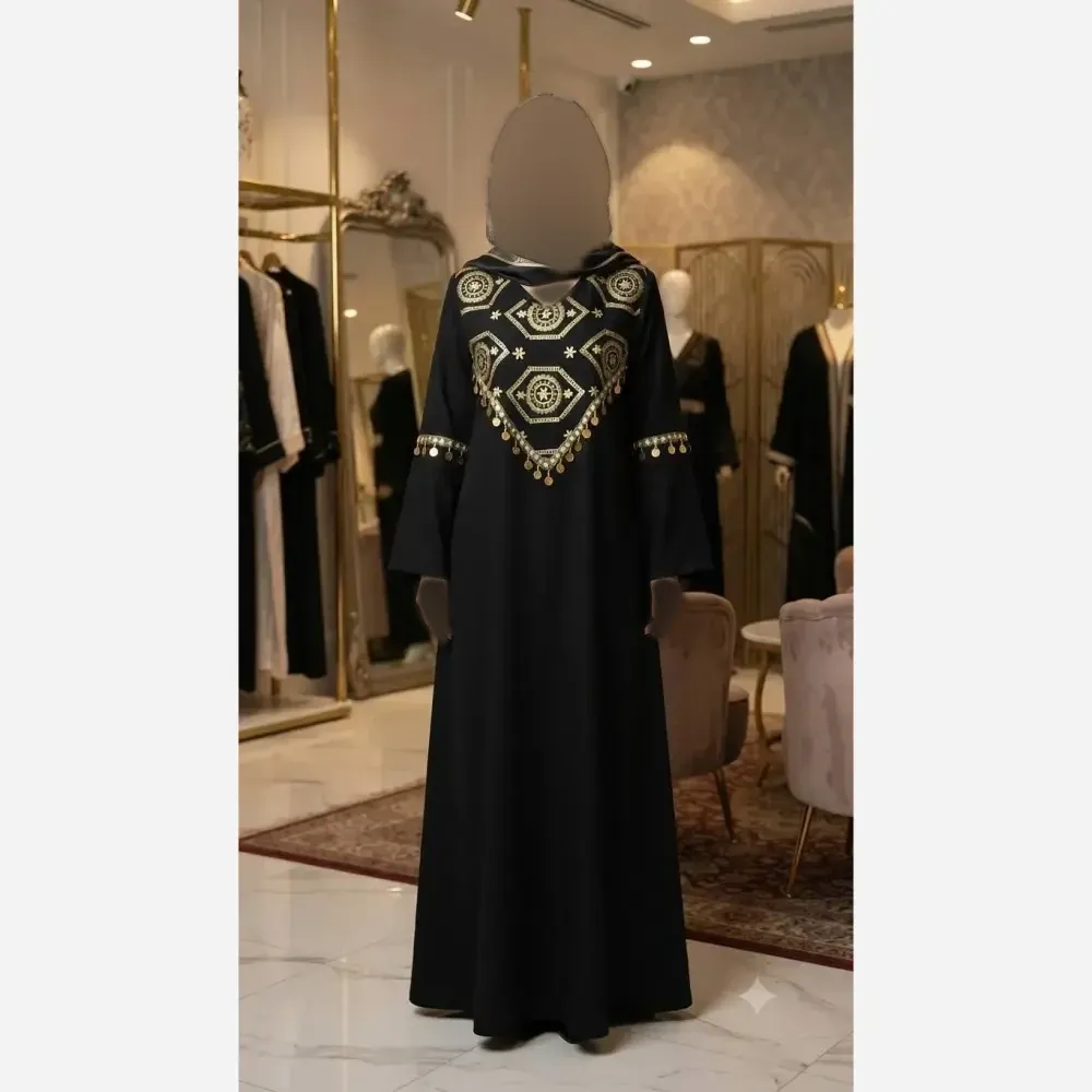 عبای هنگامه مشکی جنس الیزه قد 140 سایز 38 تا 52