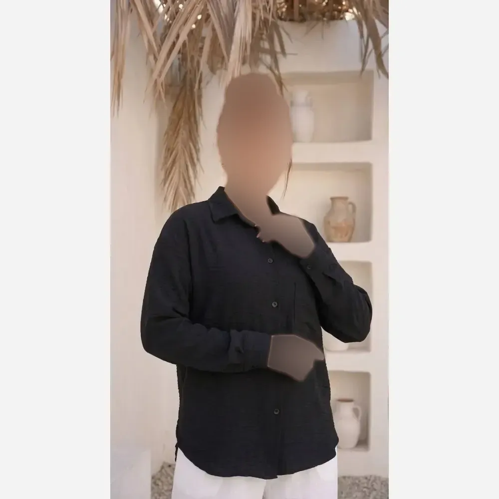 شومیز مانتویی زنانه جنس صوفیا دیپلمات درجه یک رنگ مشکی و سورمه ای سایز فری مناسب روزمره