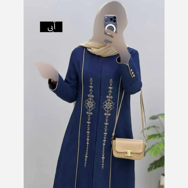 مانتو مزونی شانتون صوفیا یقه هفت سایز بزرگ سایز 46 تا 54