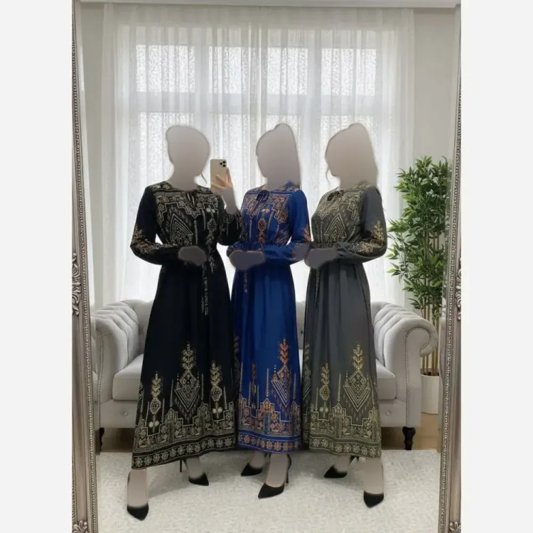 پیراهن کتیبه کلوش بلند بوگاتی فری سایز یقه کراواتی