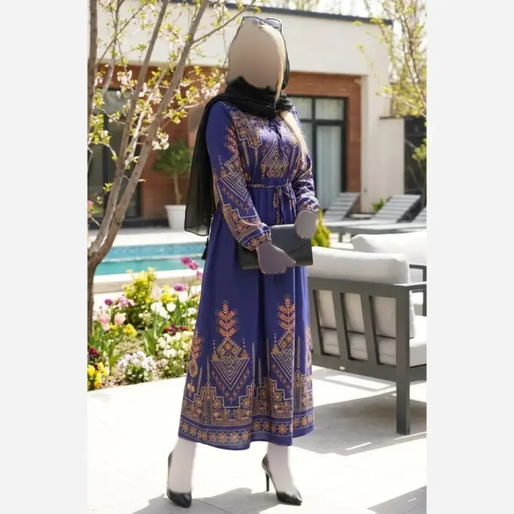 پیراهن کتیبه کلوش بلند بوگاتی فری سایز یقه کراواتی