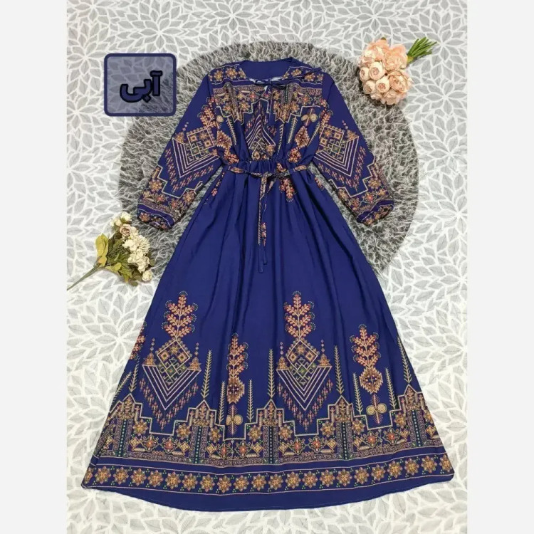 پیراهن کتیبه کلوش بلند بوگاتی فری سایز یقه کراواتی