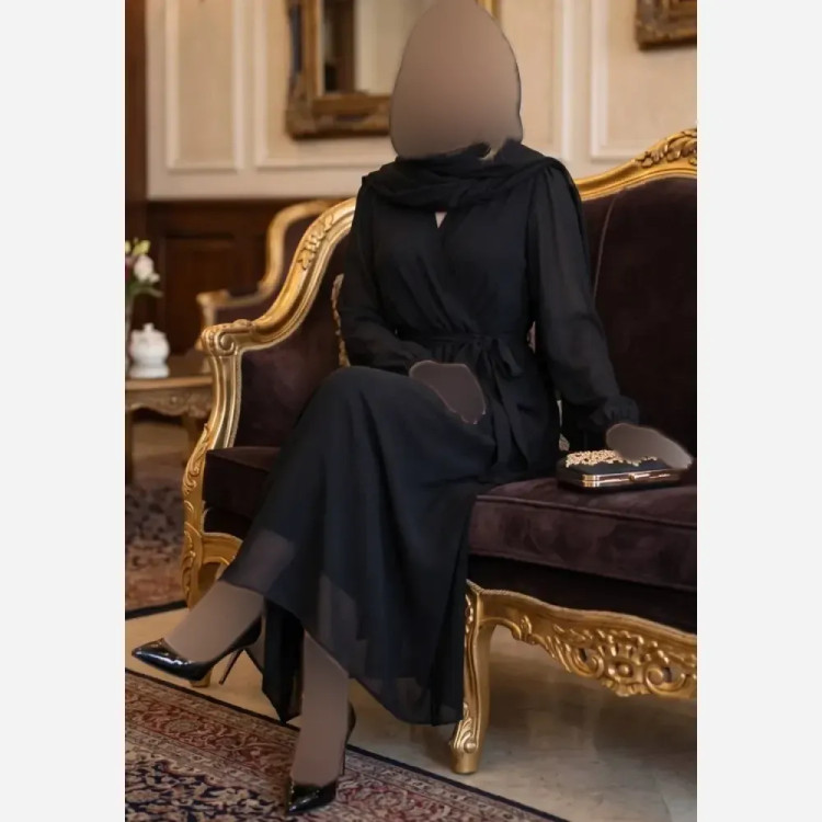 پیراهن مجلسی زنانه حریر شیفون مشکی فری سایز