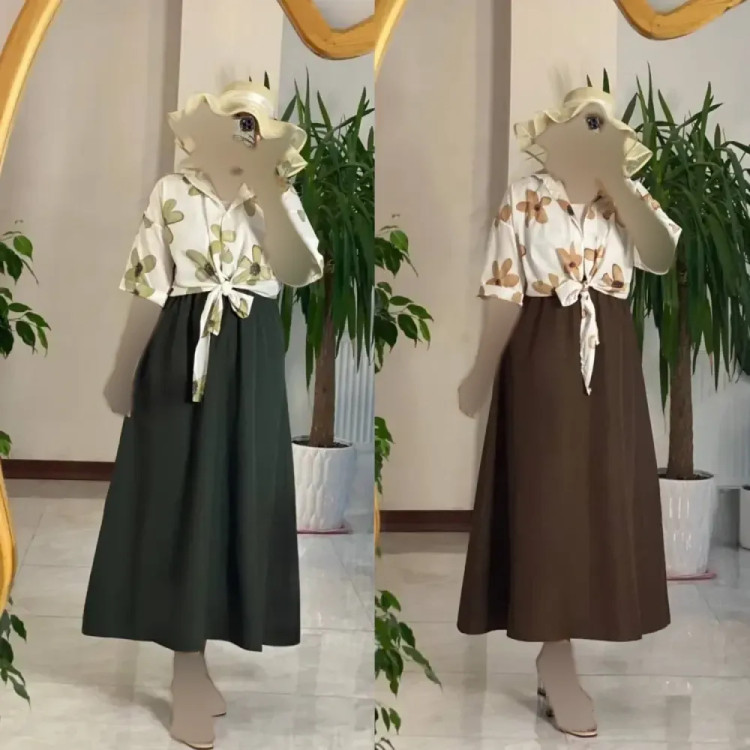 ست شومیز گره ای بوگاتی و دامن لنینت فری سایز