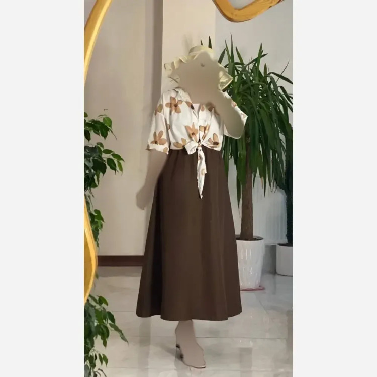 ست شومیز گره ای بوگاتی و دامن لنینت فری سایز